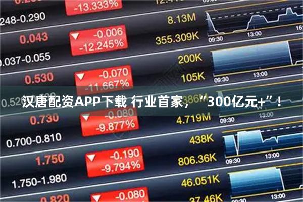 汉唐配资APP下载 行业首家，“300亿元+”！