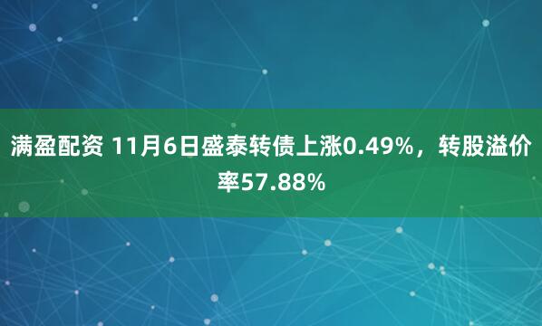 满盈配资 11月6日盛泰转债上涨0.49%，转股溢价率57.88%